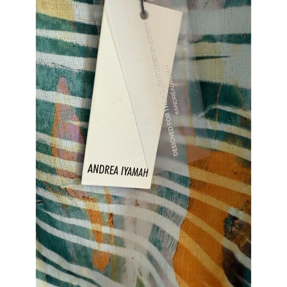 NWT Andrea Iyamah Halima Cropped‎ Top Green Abstract Print Size S - Picture 5 of 10